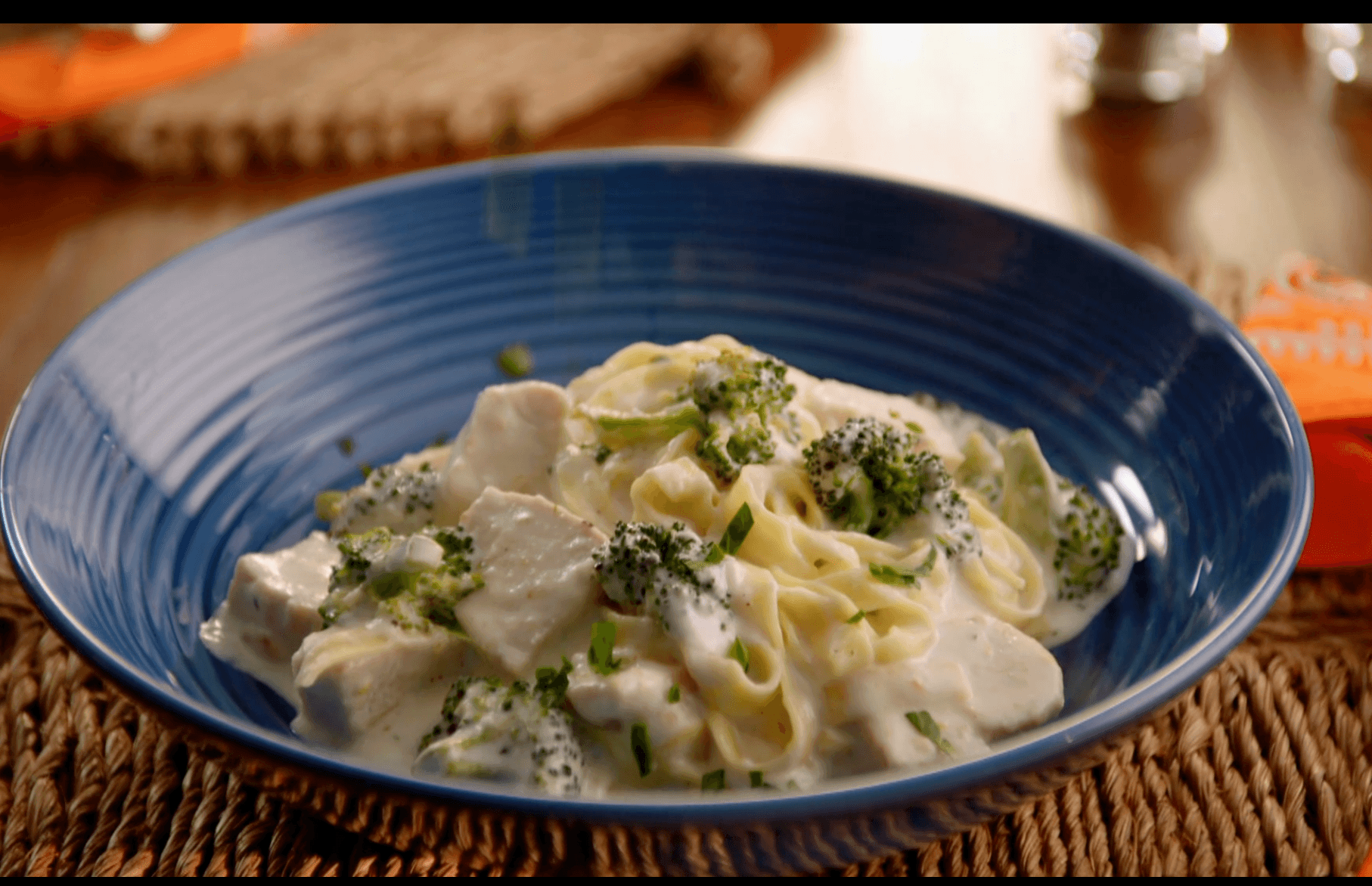 Chicken and Broccoli Fettuccine Alfredo with Homemade Fettuccine