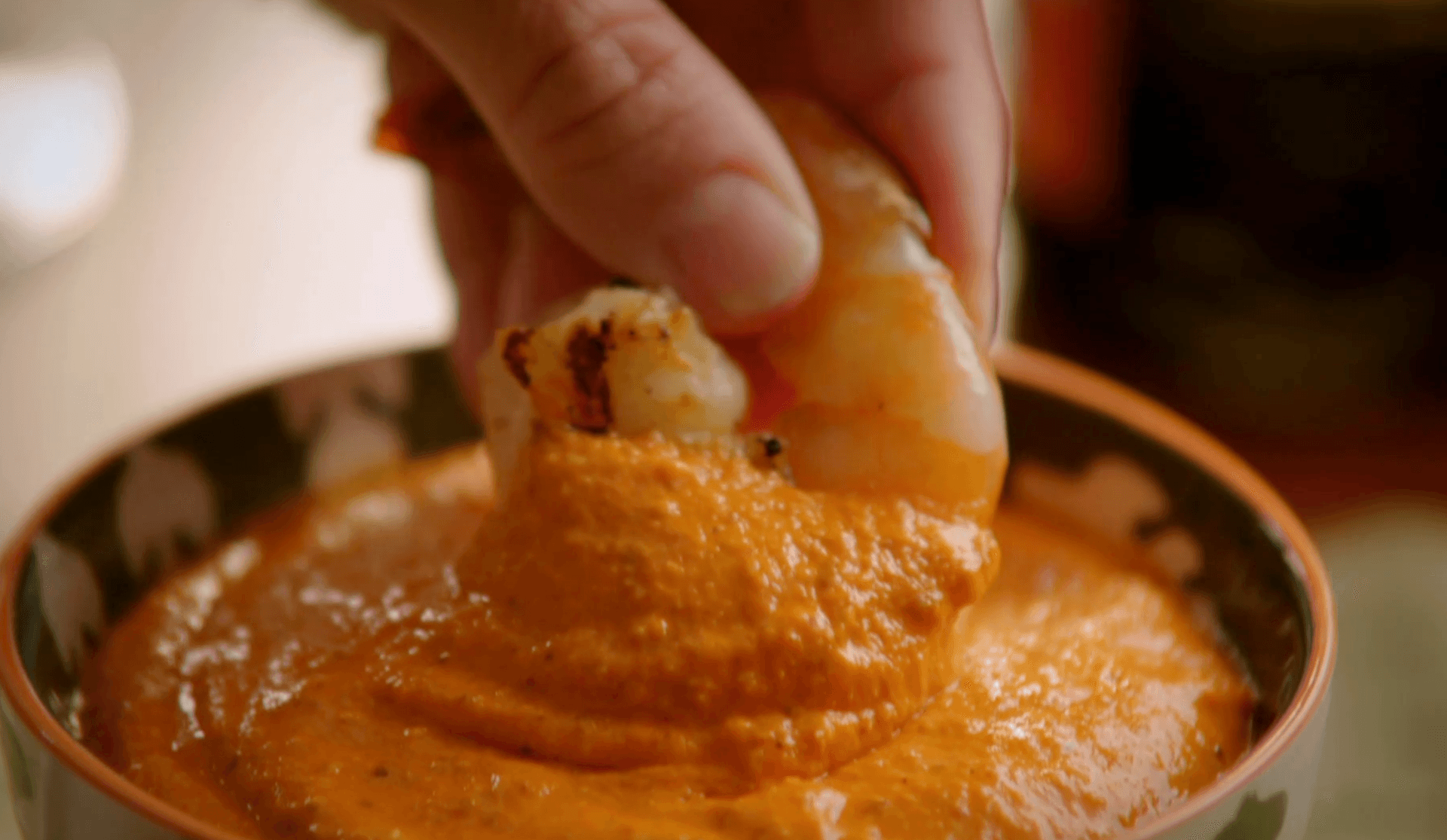 Grilled Shrimp Skewers with Romesco Sauce