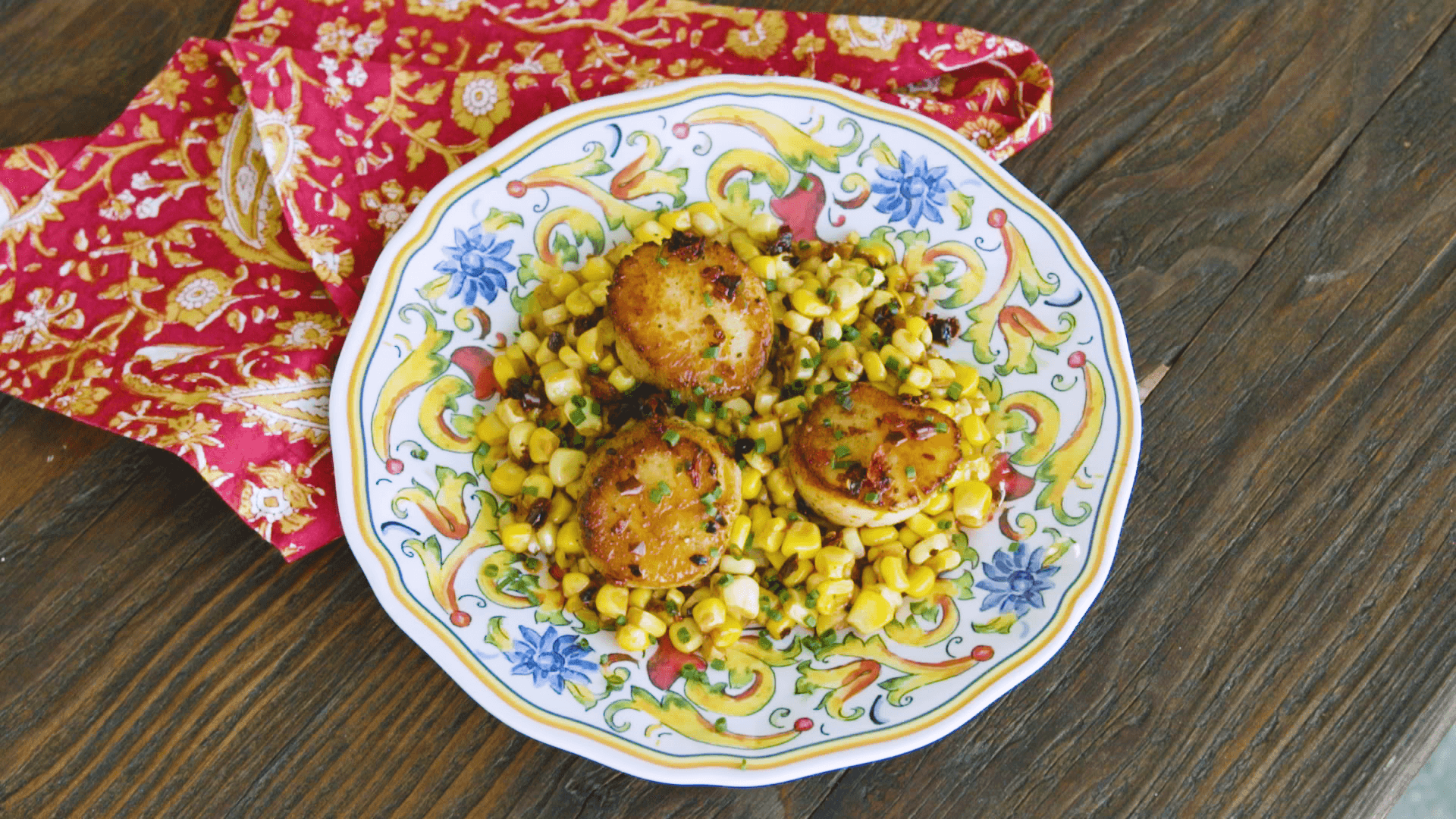 Chili Crisp Scallops and Corn