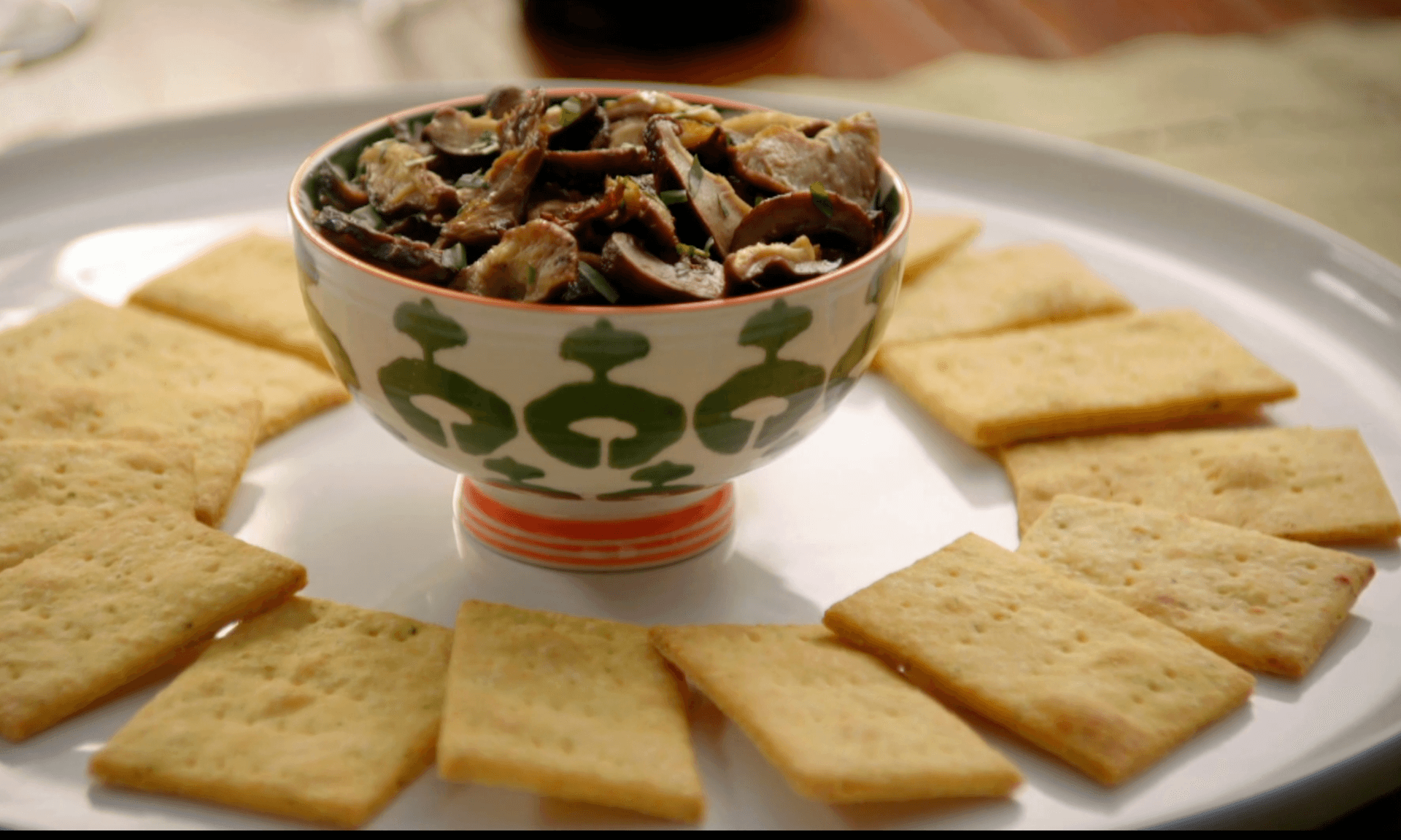 Polenta Crackers with Roasted Wild Mushrooms