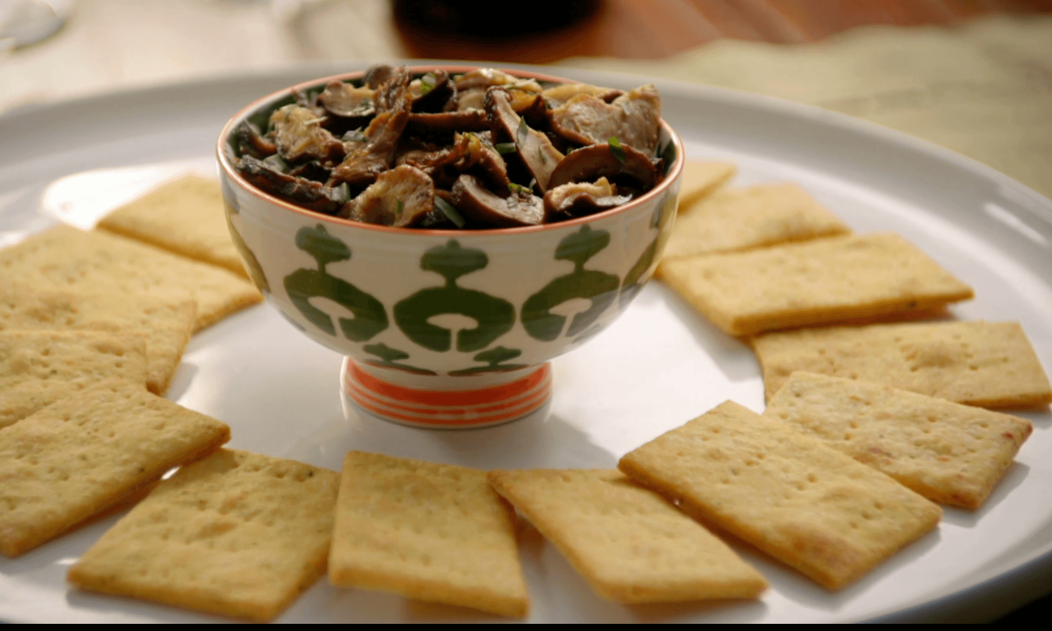 Polenta Crackers with Roasted Wild Mushrooms