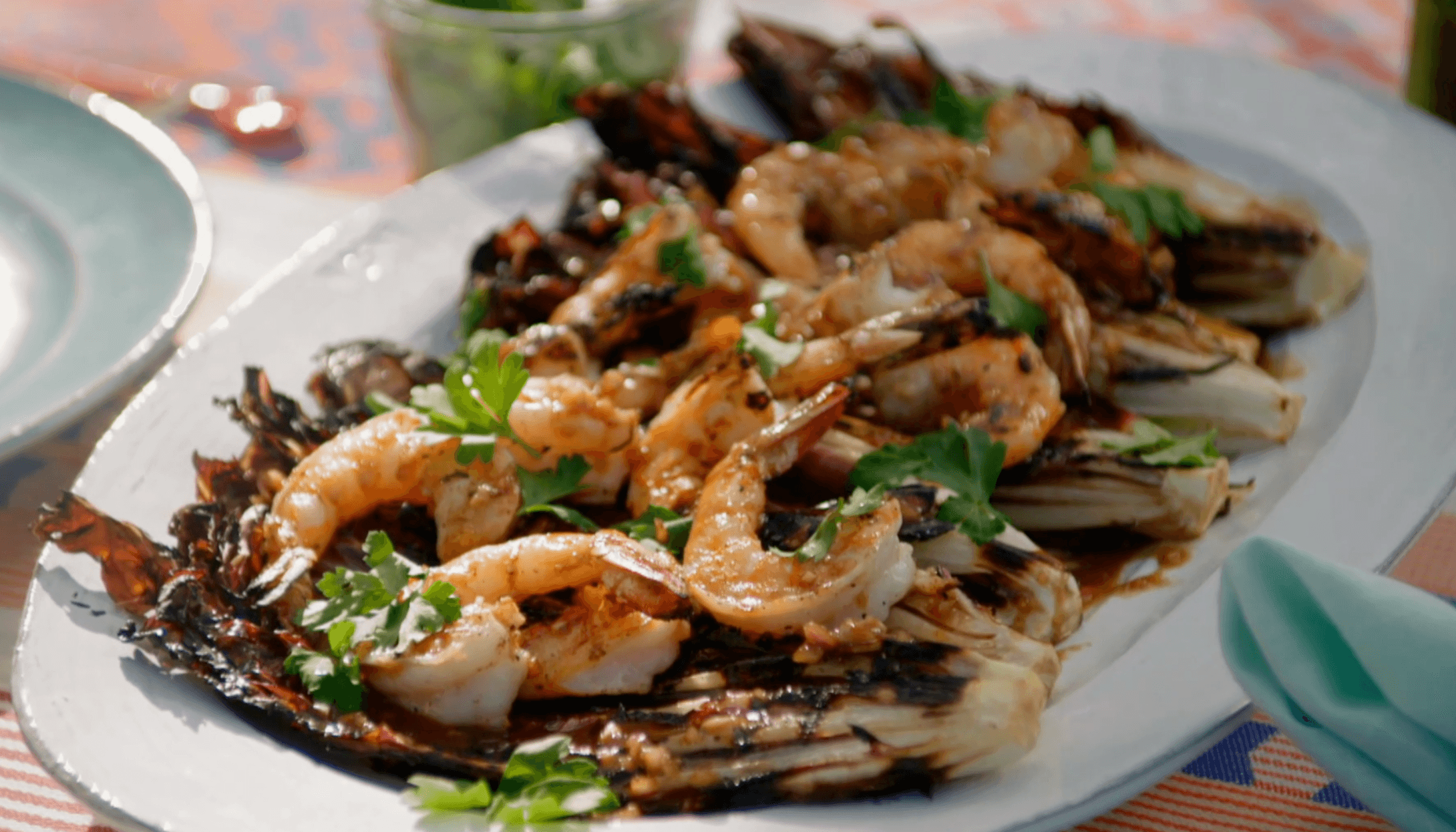 Grilled Radicchio and Shrimp Salad with Honey Balsamic Vinaigrette