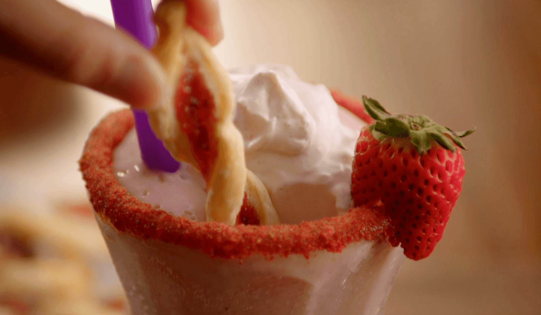 Strawberry Milkshake with Strawberry Twists