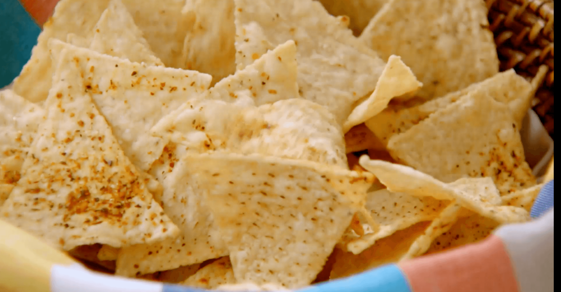 warmed and spiced tortilla chips